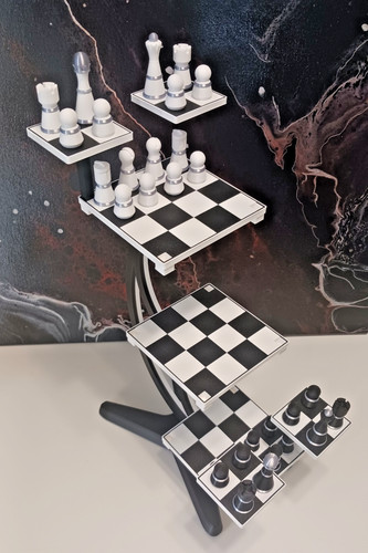 Tridimensional chess set black - tridimensional,